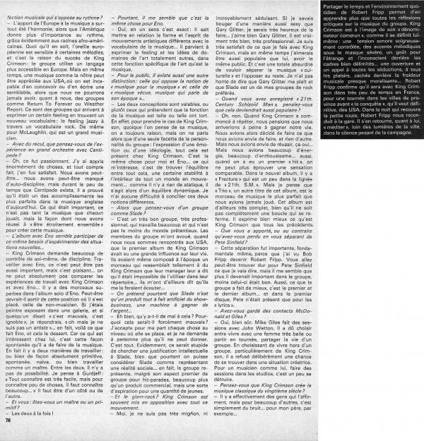 Scan de l'article Eno, Fripp & co (page 6)