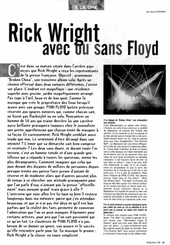 Rick Wright avec ou sans Floyd - page 1